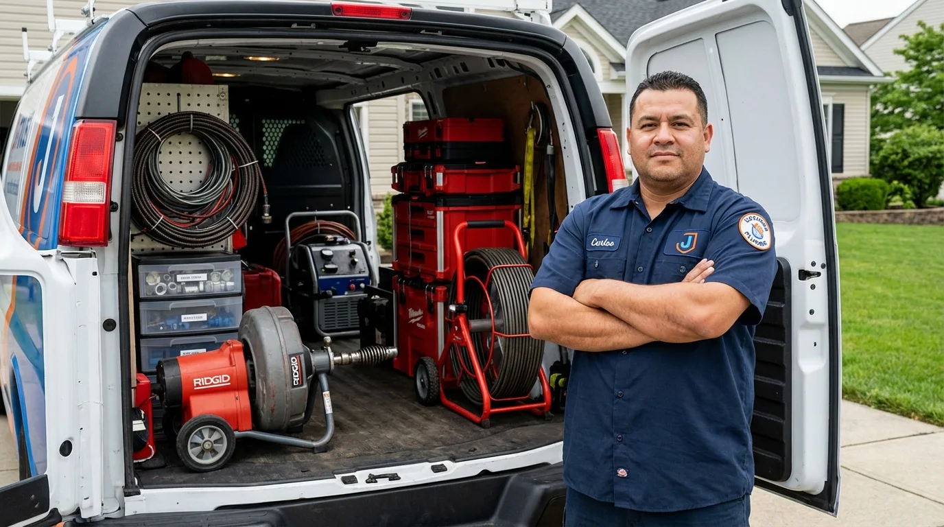 Professional drain cleaning equipment and Johns Plumbing LLC plumber in Lake Hamilton