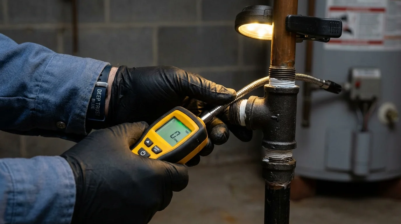 Gas leak detection with electronic sniffer by Johns Plumbing LLC in Lake Hamilton