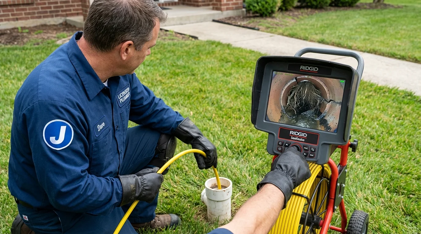 Sewer camera inspection being performed by Johns Plumbing LLC in Lake Hamilton