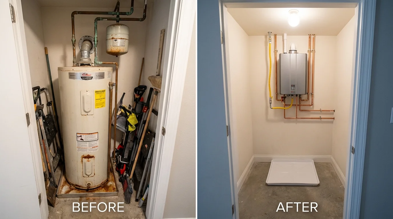 Tank water heater versus wall-mounted tankless unit comparison for Lake Hamilton, FL homeowners